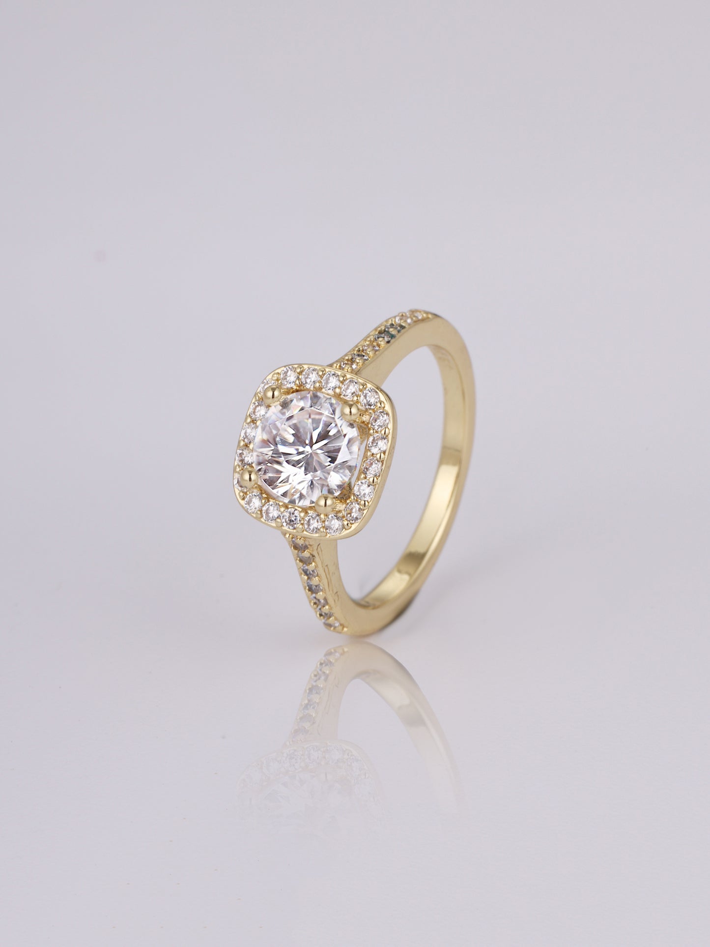 Square Shaped Gemstone Brilliance Adorned Ring - Gold