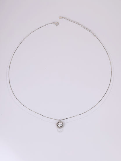 Dazzling Compass Necklace - White Gold