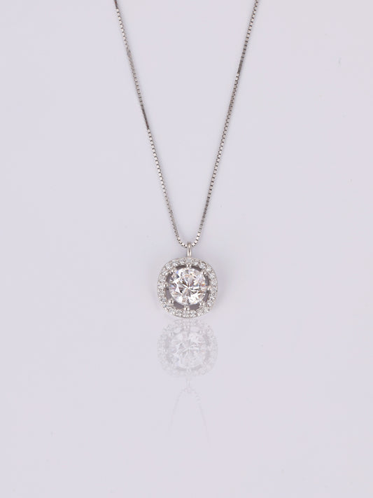 Dazzling Compass Necklace - White Gold