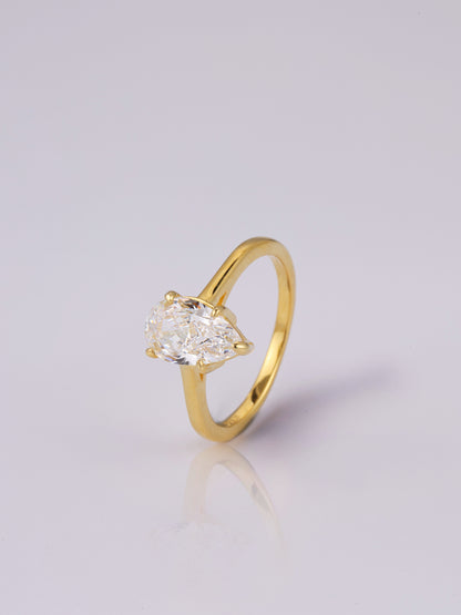 Pear Shaped Gemstone Ring - Gold