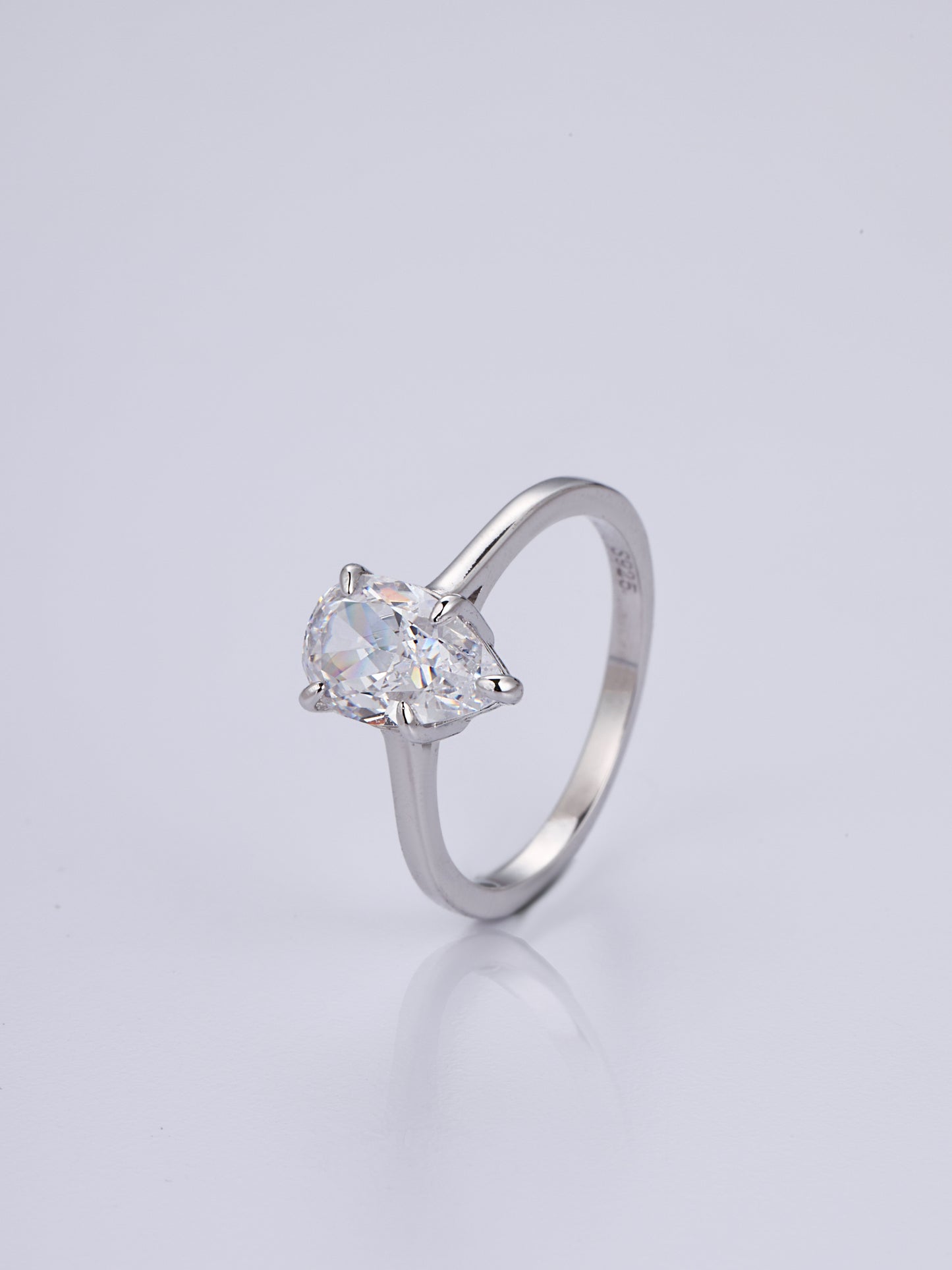 Pear Shaped Gemstone Ring - White Gold